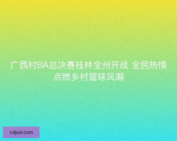广西村BA总决赛桂林全州开战 全民热情点燃乡村篮球风潮