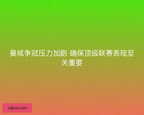 曼城争冠压力加剧 确保顶级联赛表现至关重要